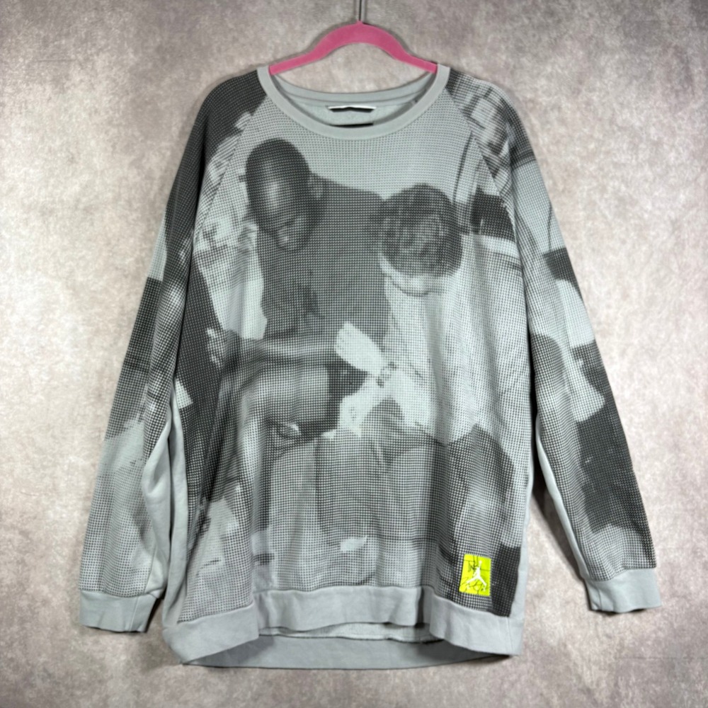 Jordan Sweatshirt Men XL Grey Tinker Hatfield Graphic Fleece BQ1383-017 Pullover